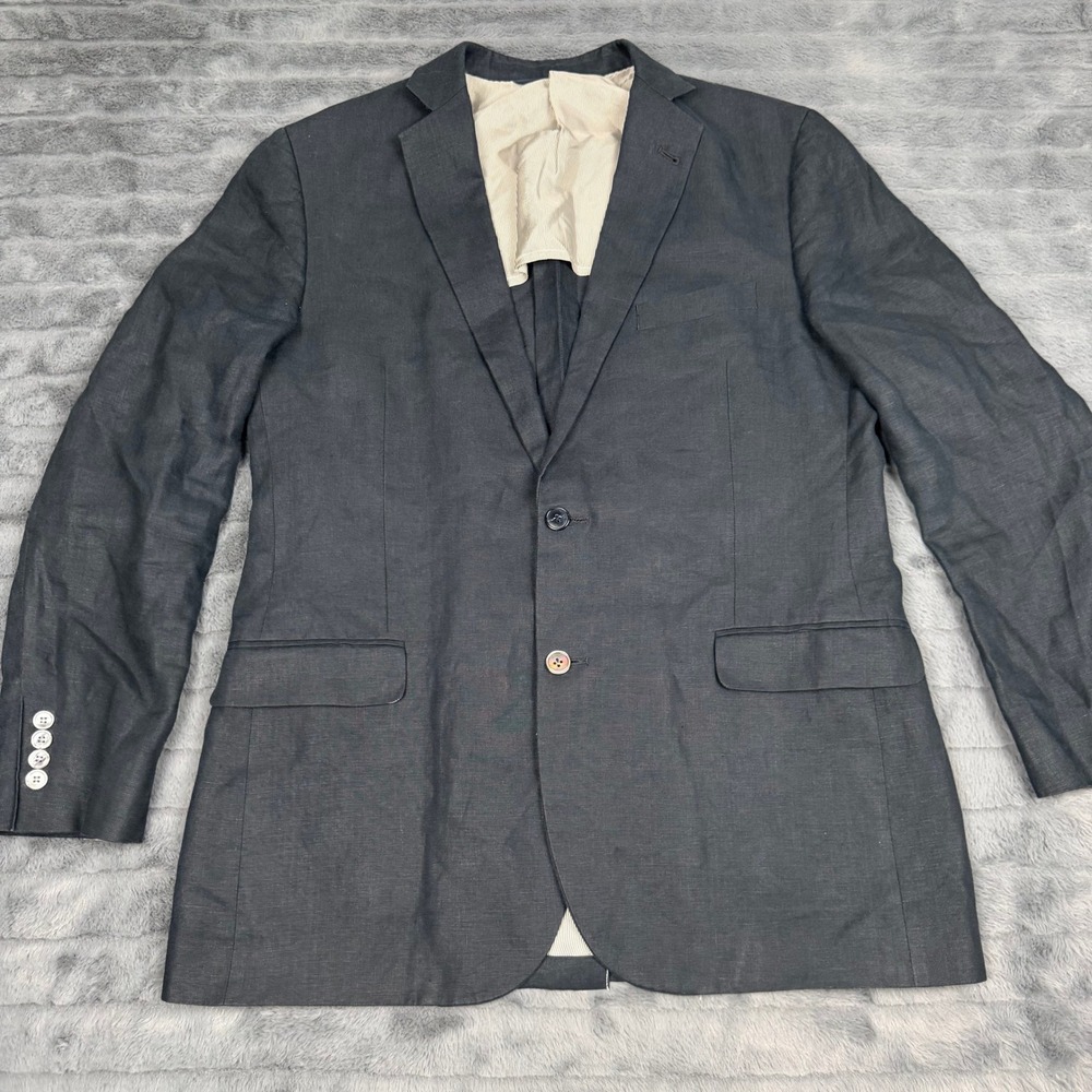 Brooks Brothers 1818 Fitzgerald Navy Blue 100% Linen Blazer Sport Coat 44L